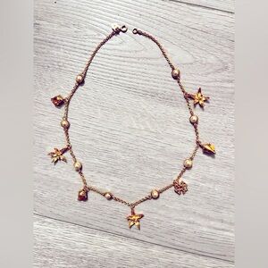 BN Tory Burch Cultures Pearl, Seashell, Flowers Gold Necklace